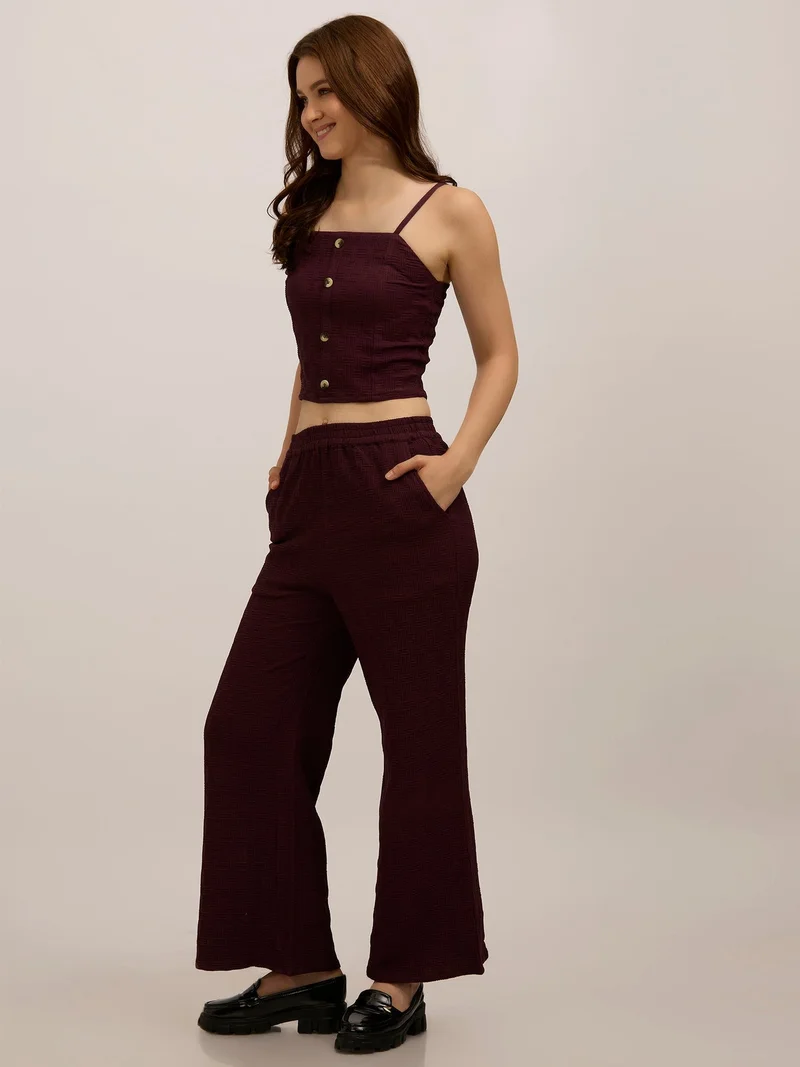 Outzidr  Maroon Top & Pant Vacay Co-Ord Set for Women | Best Price UAE